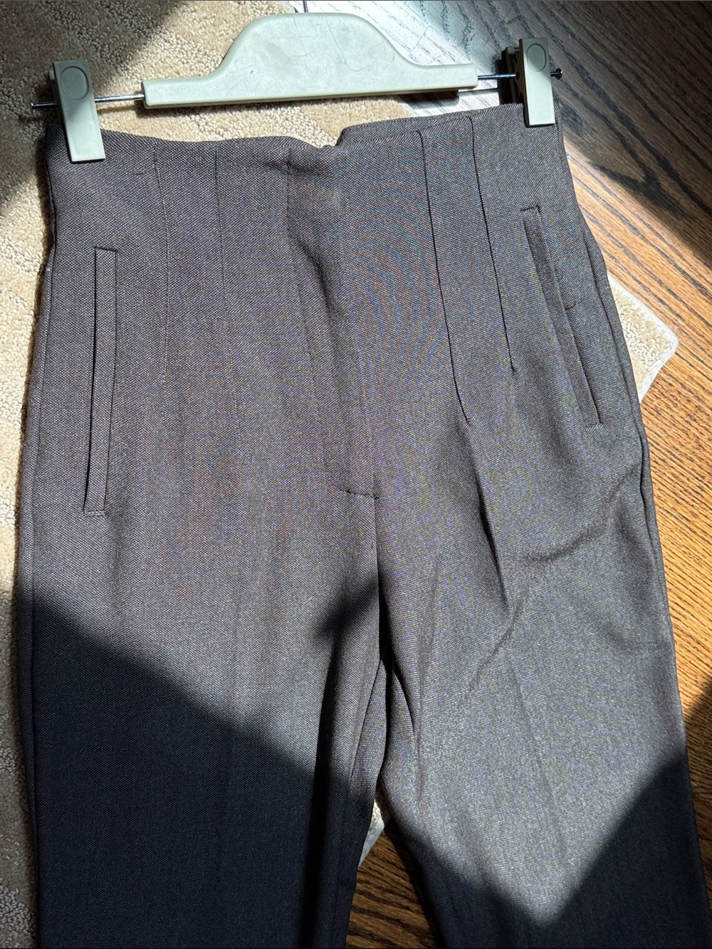 Zara High-Waist Tapered Women's Pants in Dark Brown - Picture 15 of 17